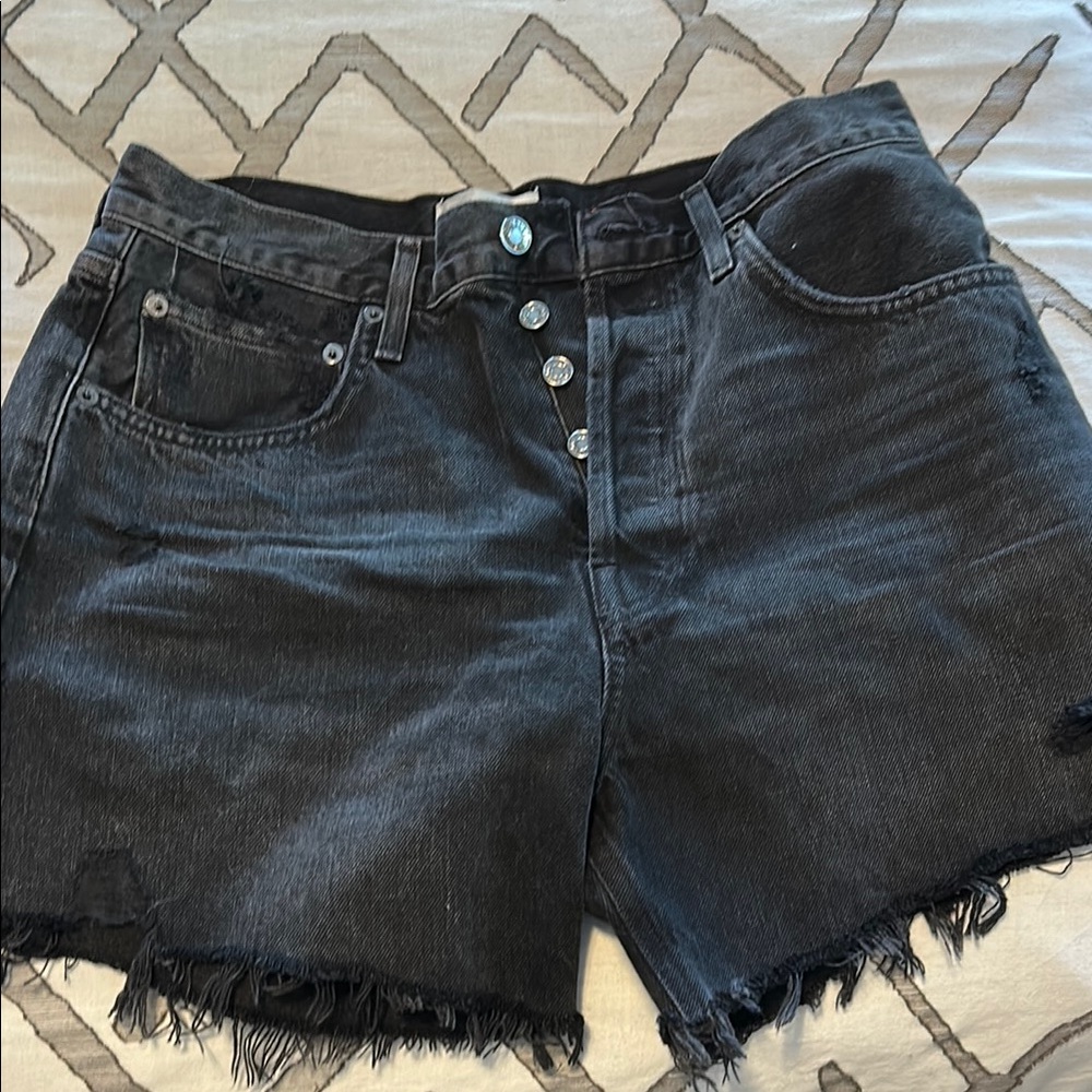 Agolde black jean shorts